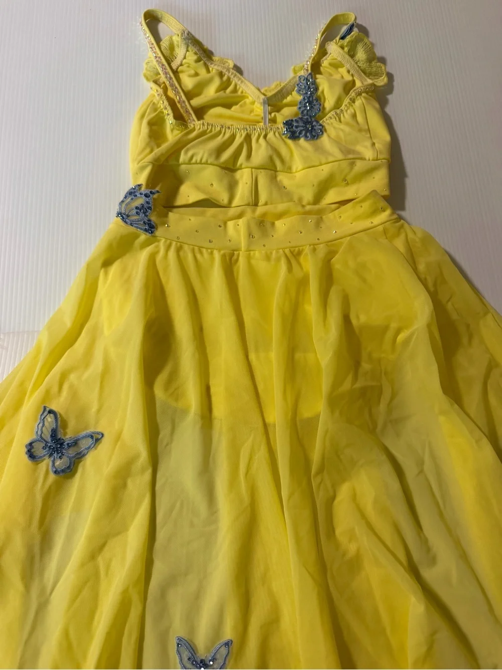 Kelle dance costume yellow 2 piece skirt custom WATERCOLORS 4414 2946 LC child
